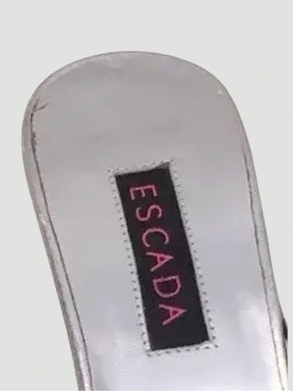 🔥 Escada Metallic Silver Strappy Heeled Mules — Elegant Evening Glam